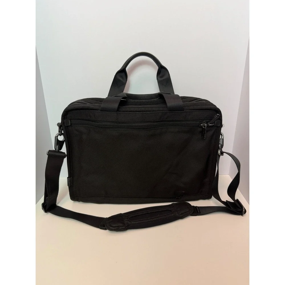 Tumi Alpha 2 Slim Deluxe Portfolio Black Ballistic Nylon Briefcase Laptop Bag
